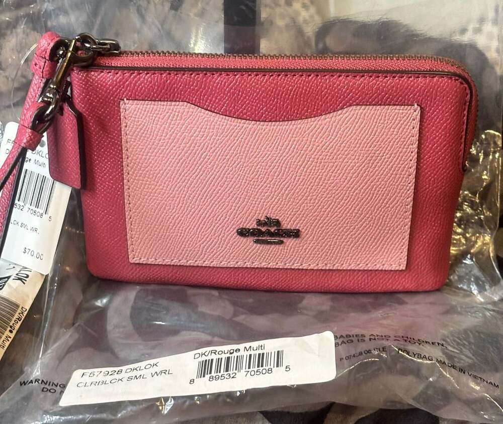 Coach Colorblock Small Wristlet F57928 DK/Rouge Multi NWT